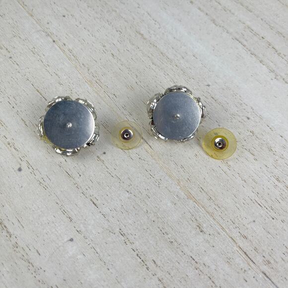 VTG 80’s CC Courtenay Crystal Star Ball Earrings White Clear Rhinestone Vintage - Picture 12 of 16